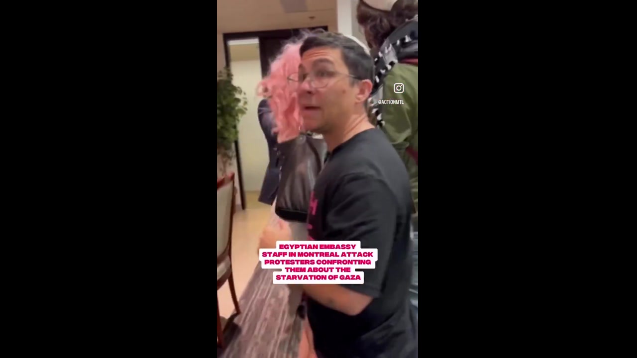 [Video] Pro-Palestine Protesters Clash with Egyptian Embassy Staff in Montreal Over Gaza Crossing Closure