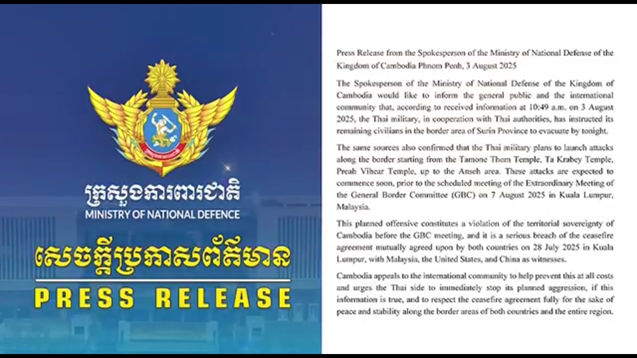[Video] Thailand's Military Moves Spark Tensions as Cambodia Accuses Violation of Ceasefire