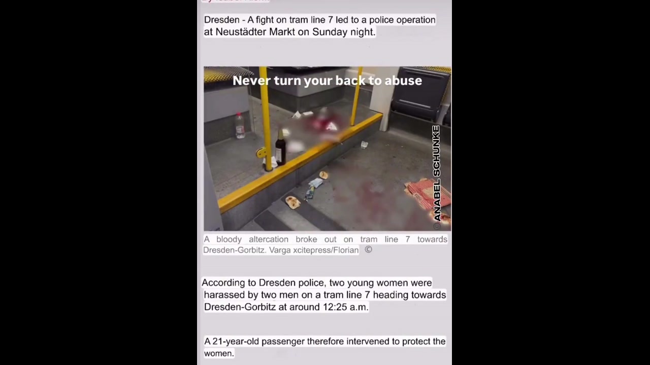 [Video] U.S. Citizen Severely Injured in Dresden Tram After Heroic Act
