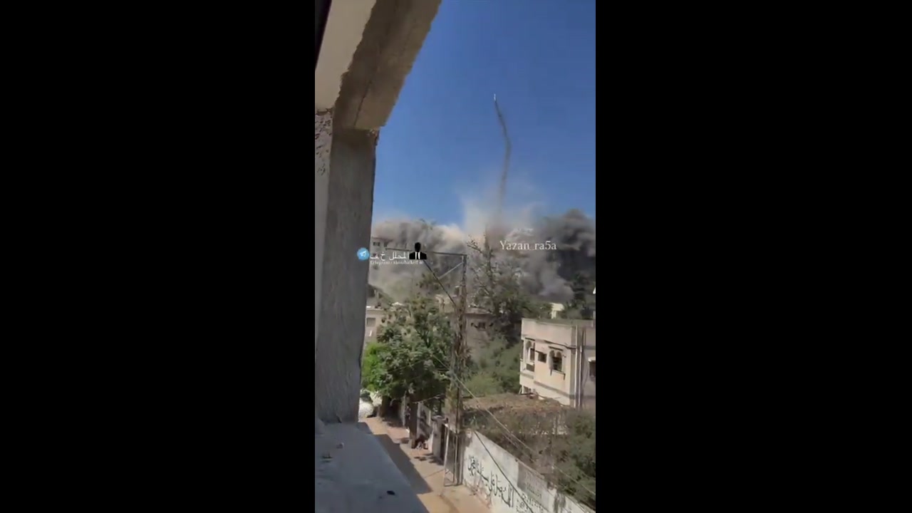 [Video] Israeli Airstrike Levels Al-Susi Tower in Gaza City Today