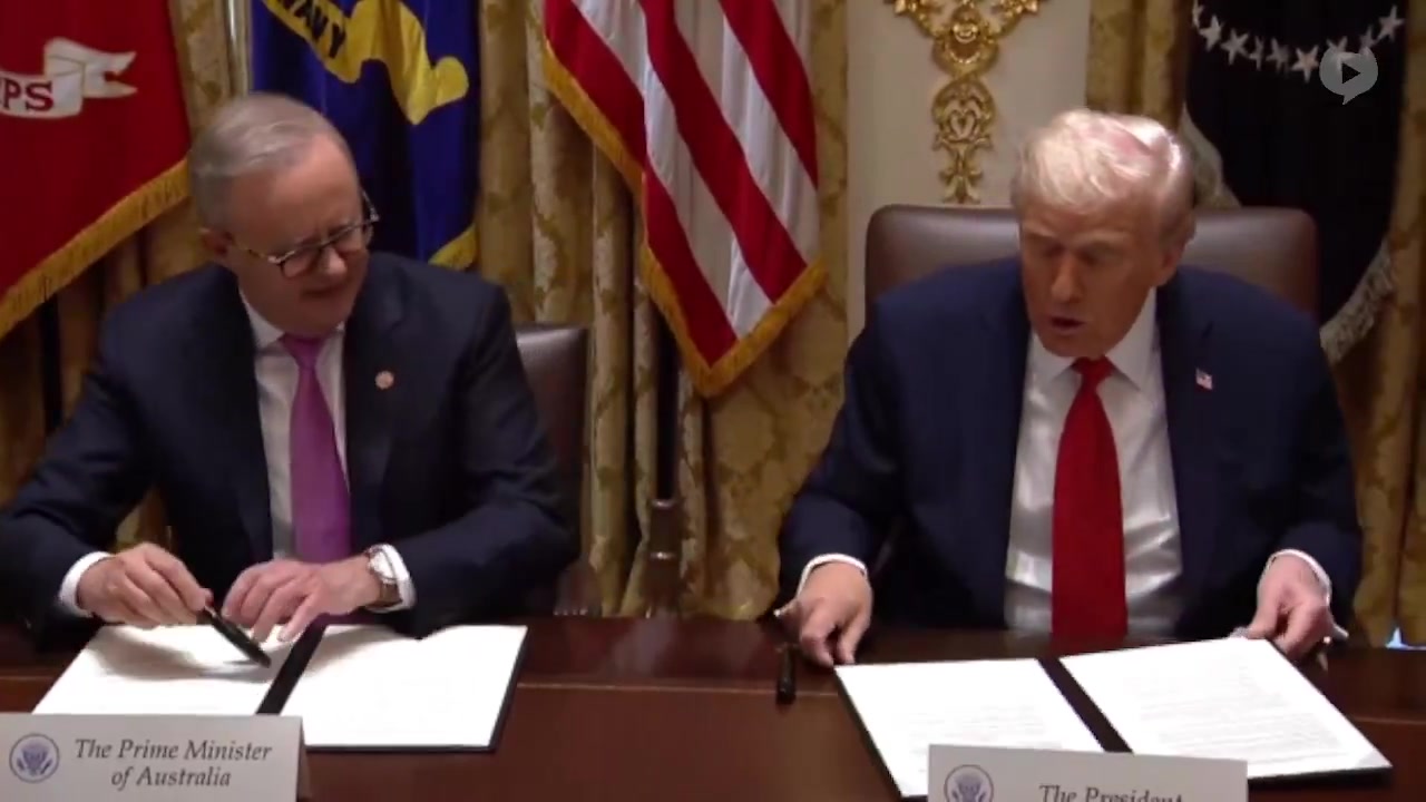 [Video] Australian PM Anthony Albanese and President Trump sign $8.5B mineral agreement