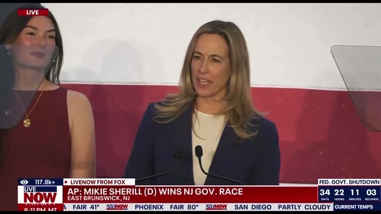 [Video] Democrat Mikie Sherrill elected New Jersey's next governor