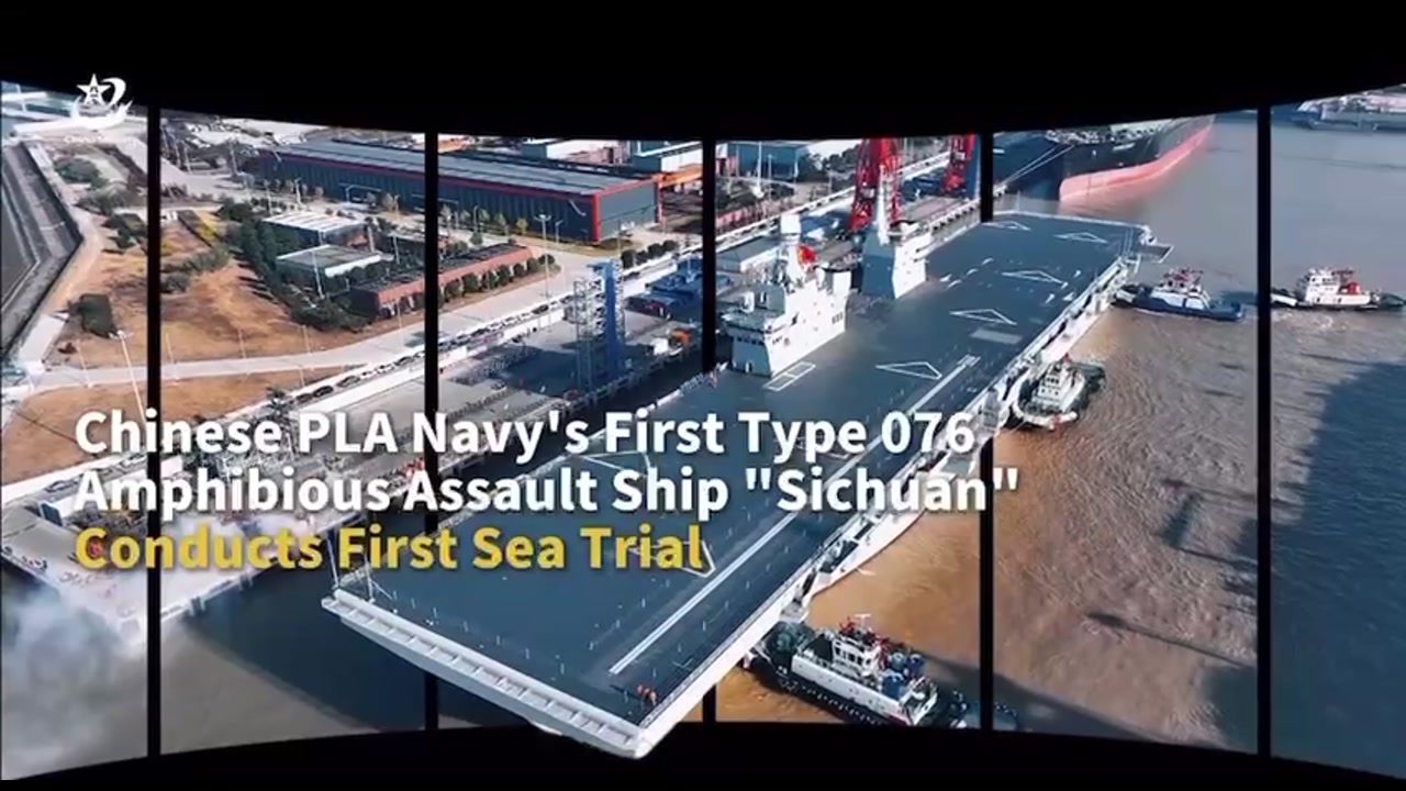 [Video] China's Type 076 amphibious assault ship Sichuan (51) begins first sea trial
