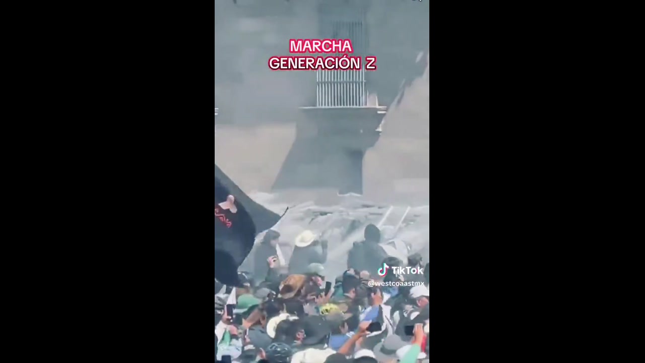 [Video] Protesters clash with riot police near Mexican Presidential Palace