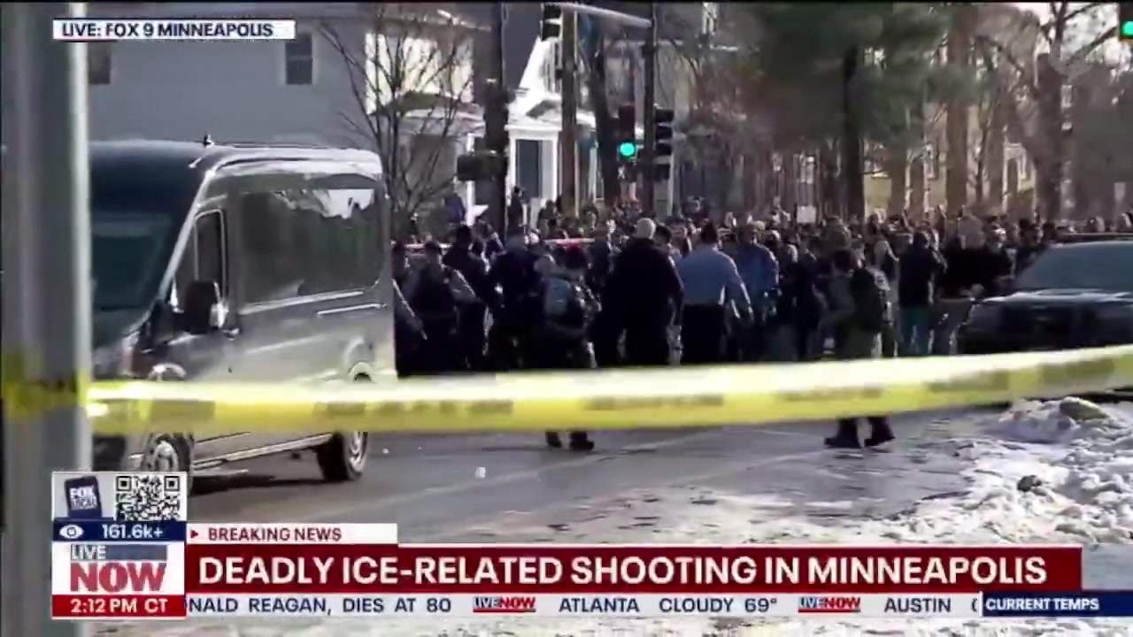 [Video] Protesters throw snow and ice at officers after fatal ICE shooting